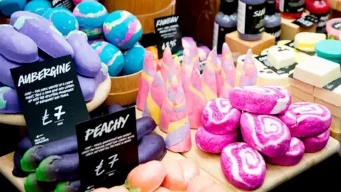 Getty Images Colourful display of Lush bathbombs